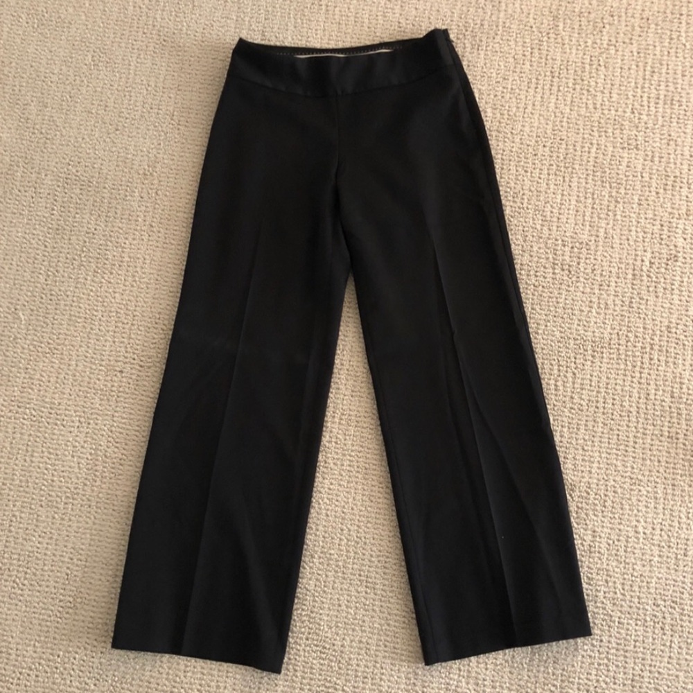 Black wide leg suit pants, zipper on the side